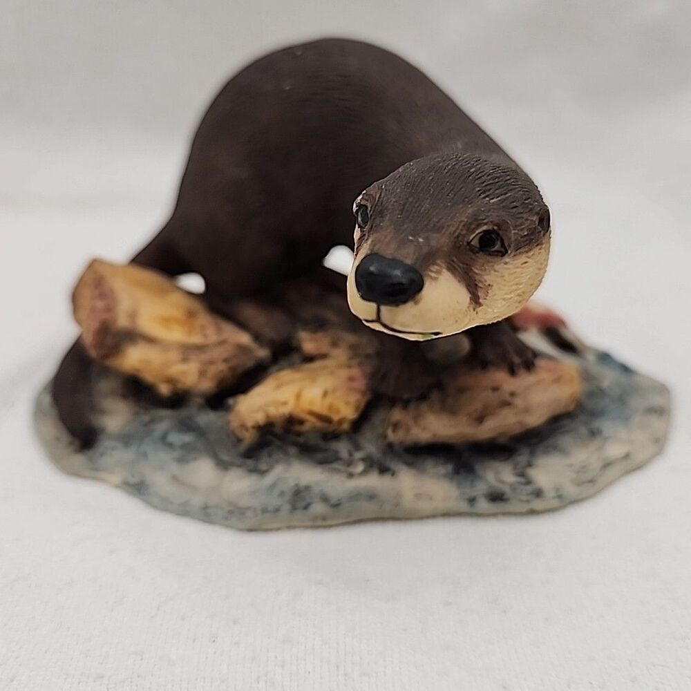 Figure Otter And Fish Border Fine Arts Signed A Wall '78 K.E.D. Scotland Limited